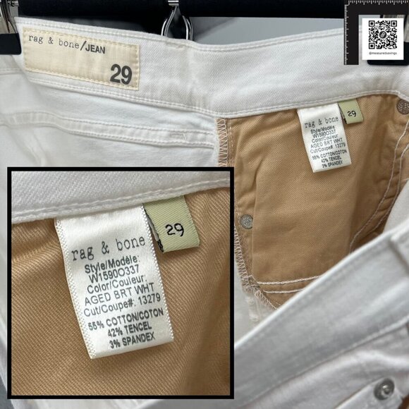 Rag & Bone (29 - NWT] The Dre Boyfriend Skinny Jeans in Aged Bright White - Picture 5 of 13